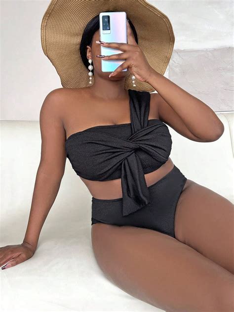 SHEIN Swim Curve Plus Bikini Torsadé Asymétrique Mode en ligne