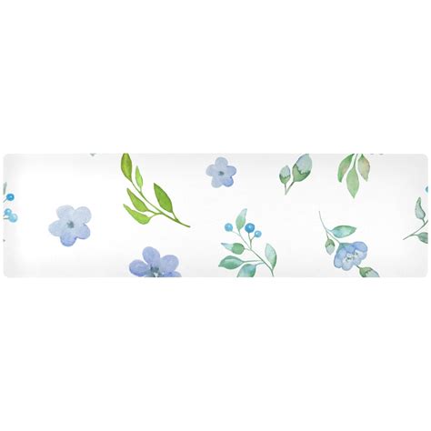 Blue Flowers And Green Leaves Rectangle Pot Holders Trivets Non Slip Hot Pads Long Hot Mats