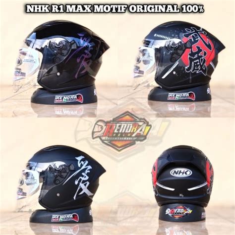 Jual Helm Nhk R Max Motif Kanji Black Glosi Original Shopee