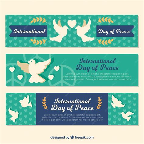 Free Vector Banners Collection With Doves And Hearts