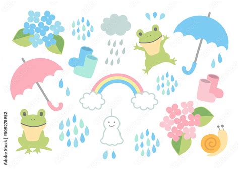 梅雨の季節のイラストセット Stock Vector | Adobe Stock
