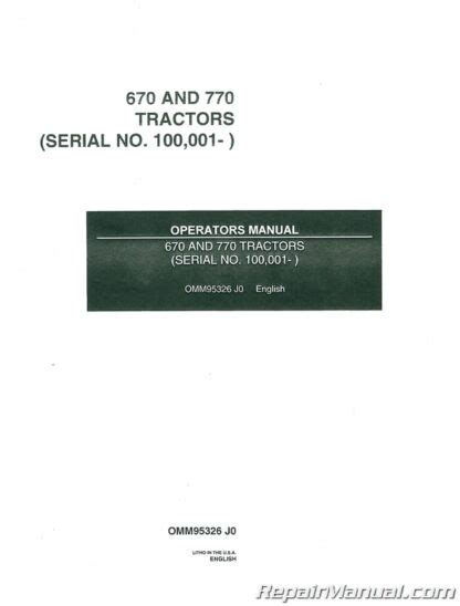 John Deere 670 and 770 Tractor Operators Manual