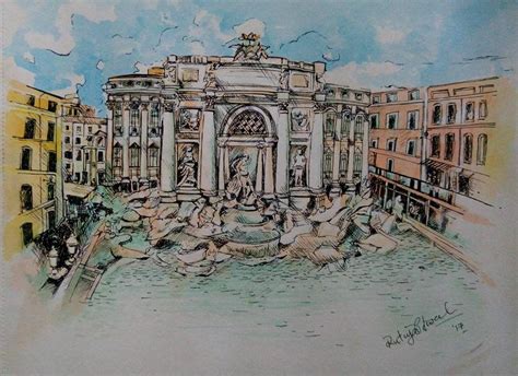 Trevi Fountain, Watercolor on Paper : r/rome