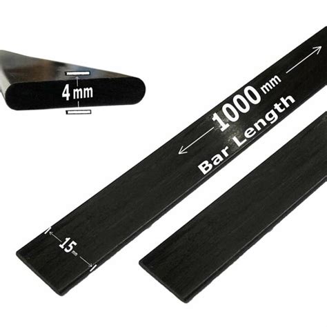 4 4mm X 15mm 1000mm Pultruded Flat Carbon Fiber Bar 100 Pultruded