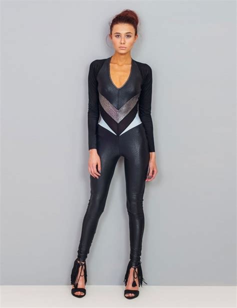 Black Lycra Siren Catsuit Backless Bodysuit By Burntsoulclothing