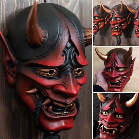 Jijk Japanische Samurai Oni Maske Latex Assassin Maske Anime Dämon Gesichtsabdeckung Ghostface