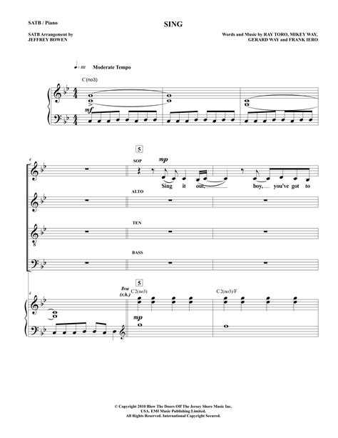 Sing Arr Jeffrey Bowen By My Chemical Romance Sheet Music For Satb