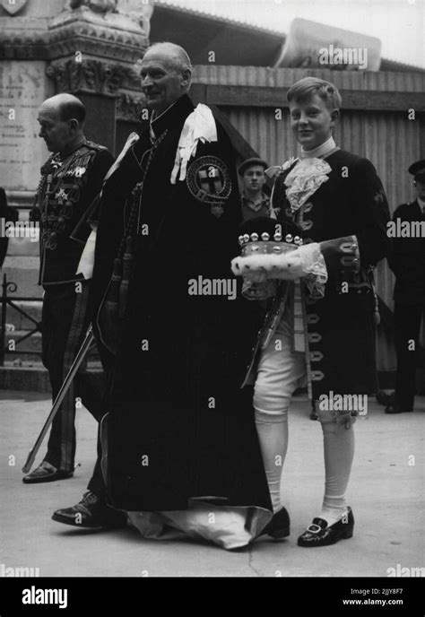 Final Coronation Rehearsal At Westminster Abbey -- Lord Montgomery with his page Nicholas Wright ...