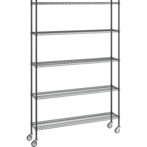 Regency 12 X 60 X 92 Nsf Black Epoxy Mobile Wire Shelving Starter Kit With 5 Shelves