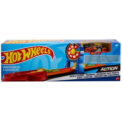 Set Masinuta HOT WHEELS Action Pista Obstacol Spin Score 4 Ani Multicolor