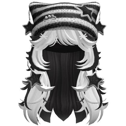 White Two Tone Wolfcut Hair W Beanie Black White Roblox Item Rolimon S