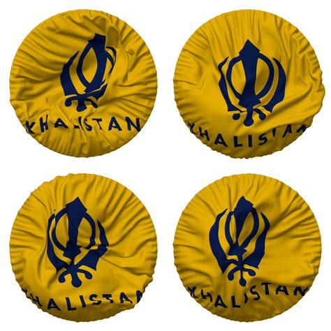 Khalistan Flag in Round Shape Isolated with Four Different Waving Style ...