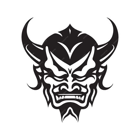 Premium Vector Oni Mask Samurai Vintage Logo Line Art Concept Black