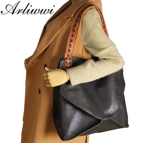 Arliwwi Nova Moda Sacos Bolsas De Couro Genu No Grande Capacidade