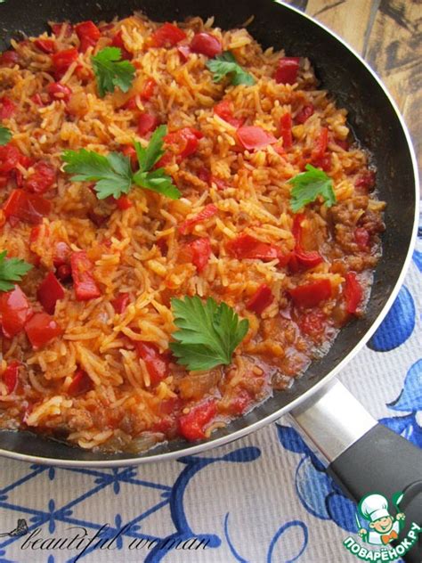 Итальянская сковорода с фаршем, овощами и рисом – кулинарный рецепт