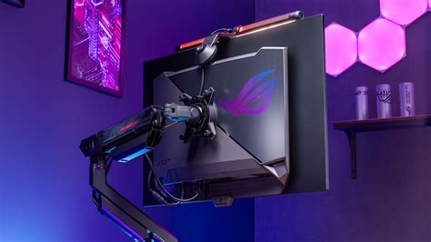 Epic Gaming Setup Accessories Rog Aura Light Bar And Rog Ergo Monitor Arm