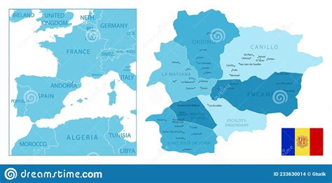 Andorra Highly Detailed Black And White Map Cartoon Vector