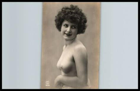 Original 1910 French Risque Postcard Photo Voluptuous Nude Girl PC