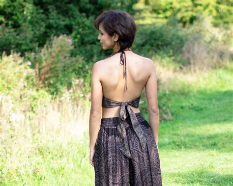 Black Bikini Crop Top Paisley Print Hippie Psy Trance Crop Etsy