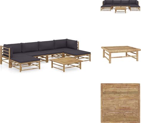 VidaXL Bamboe Lounge Set Hoekbank Middenbank Voetenbank Tafel