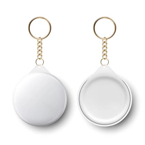 Premium Vector | Vector 3d Realistic Blank White Round Keychain with Ring and Chain for Key ...