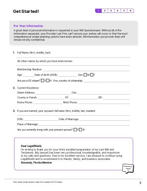 Fillable Online Questionnaire Legalshield Formfill Out And Use This Pdf