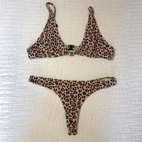 White Fox Leopard Print Bikini Miami Bikini Top Depop