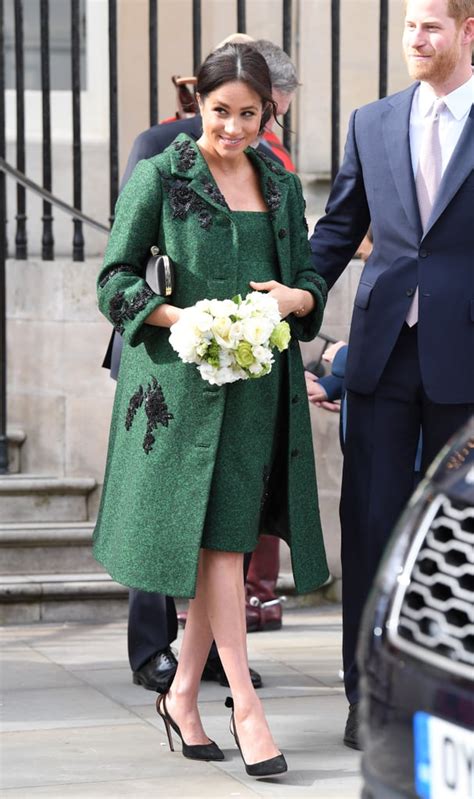 Meghan Markle Fall Outfit Idea A Green Dress And Matching Coat Meghan Markles Best Looks