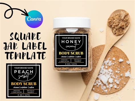 Body Scrub Label Editable Template Printable Sugar Scrub Labels Editable In Canva Bath Salt