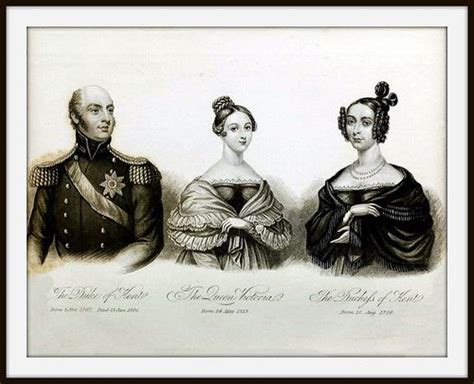 Engraving Of 1838 Showing Queen Victoria With Her Parents The Duke