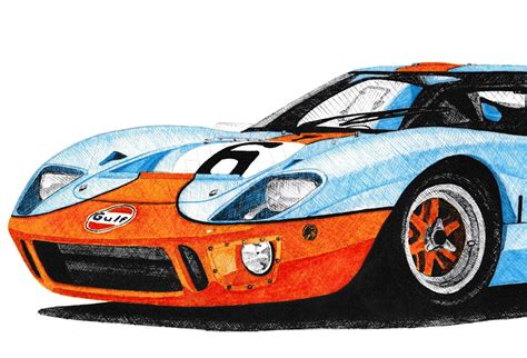 Ford GT40 Gulf Livery Print Racing Icons: Le Mans Prototypes Wall Art ...