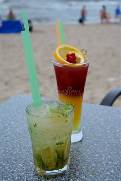 Mojito And Sex On The Beach Cocktails Stock Photo Image Of Fruit Delicious