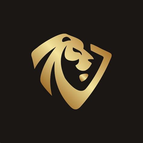 Premium Vector A Gold Lion Logo With A Black Background