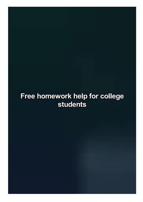 Free homework help for college students by go68nixba - Issuu