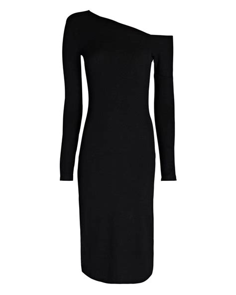 Enza Costa Off The Shoulder Knit Midi Dress In Black Lyst