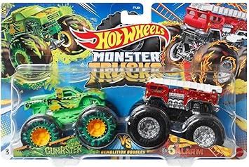 Amazon Hot Wheels Monster Trucks Gunkster Vs Alarm Demolition Doubles Toys Games