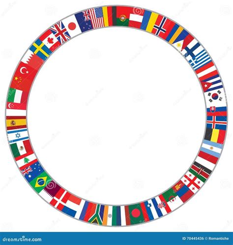 Round Frame Made Of World Flags Vector Illustration In Flags Of