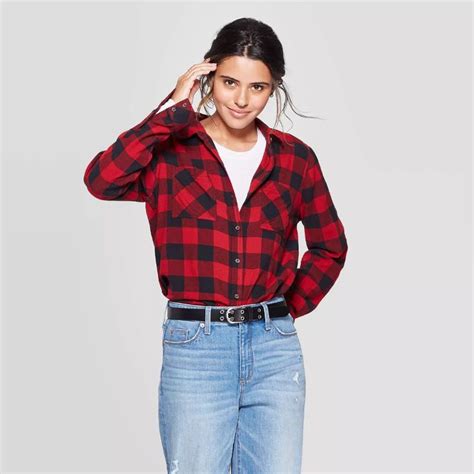 Women S Plaid Long Sleeve Button Down Flannel Top Universal Thread