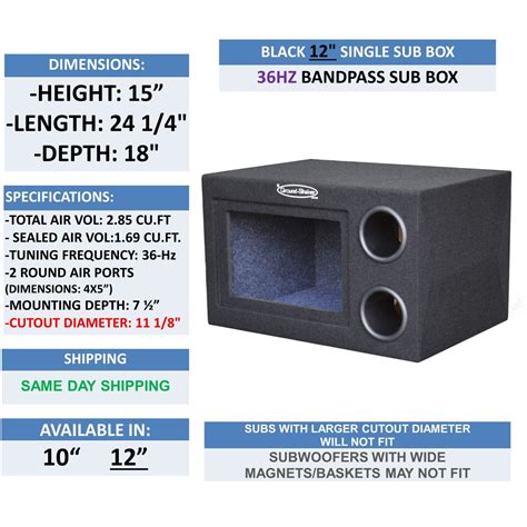 Single Bandpass Sub Box Subwoofer Enclosure Single Ported Vented