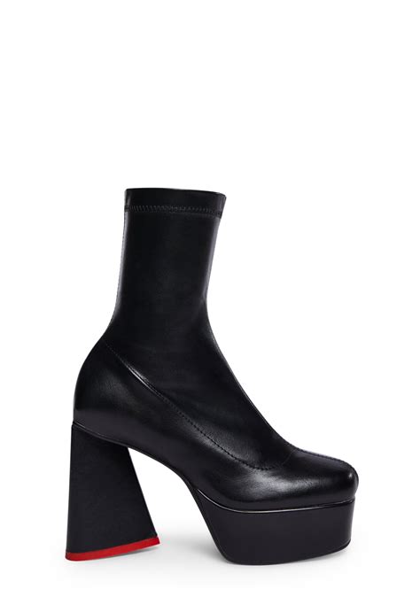 Lamoda Heart Heel Platform Ankle Boots Black Dolls Kill