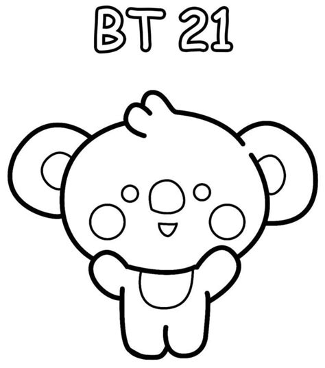 Adorable Koya BT21 coloring page | Coloring pages, Easy doodles ...