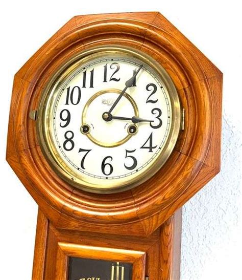 Regulator Key Wind Oak Wall Clock Auctionology Llc