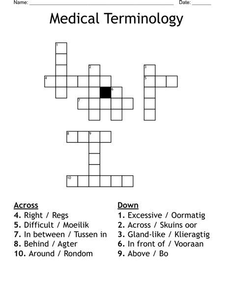 Medical Terminology Crossword Wordmint