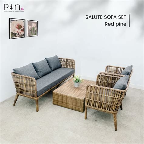 Jual Set Sofa Tamu Teras Taman Outdoor Rotan Sintetis Minimalis