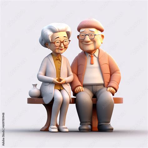 3D rendering of cute cartoon old people character Stock Illustration ...