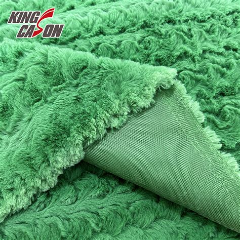 Kingcason Green Jacquard Plush Rabbit Faux Fur Fabric