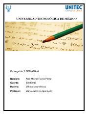 Entregable 2 Metodos numericos pdf UNIVERSIDAD TECNOLÓGICA DE MÉXICO