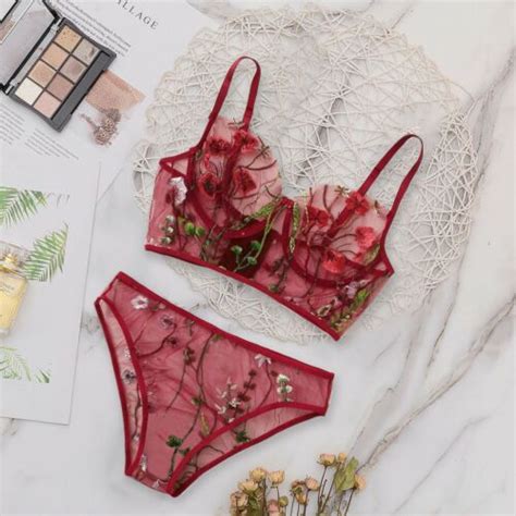 Women Sexy Lingerie Lace Top Bra Thong Underwear Set G String Babydoll Nightwear Ebay