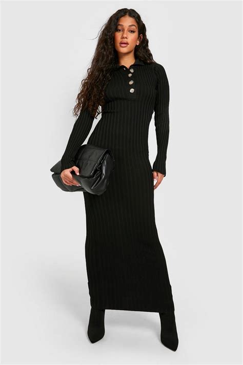 Two Tone Wide Rib Knitted Maxi Dress Boohoo Uk