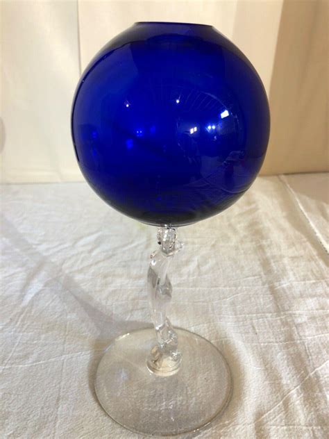 Cambridge Elegant Glass Stem Nude Ivy Ball Rare Cobalt Blue S Cambridge Oh